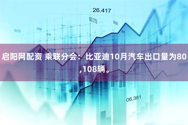 启阳网配资 乘联分会：比亚迪10月汽车出口量为80,108辆。